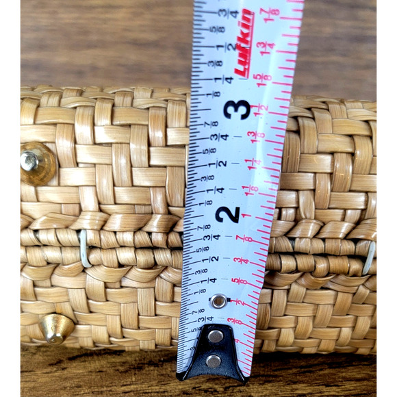 Vintage ADG Fashion Imports Wicker Box Bag Purse Made in Hong Kong Gold Chain - Picture 13 of 13